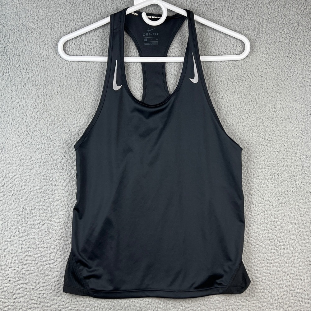 Nike Running Dri-FIT Racerback Tank Top Black Mesh Back CZ1046-010 Womens Small